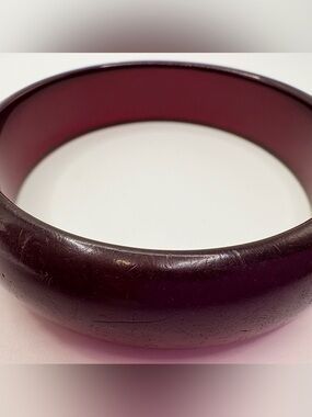 Vintage Cherry Red Bakelite Rounded Bangle Bracelet